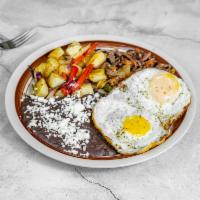 Steak Picado & Eggs · 2 eggs any style, grilled asada w/ onion, tomato, & jalapeño side of black beans and country...