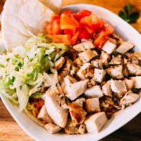 Special Chop · Chopped grilled chicken breast, choice of rice, lettuce, tomatoes and pita. Served with your...