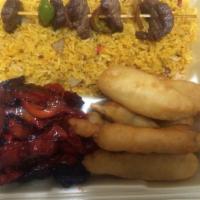 A3. Boneless Spare Ribs, Chicken Fingers and Beef Teriyaki Special Combo · With pork fried rice. 
