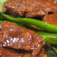 701. Sauteed Beef Filet with Chinese Broccoli · 
