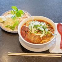 69. Hue’S Spicy Beef Vermicelli Soup (With Slices Of Beef, Pork, Tendon, Vietnamese Ham And Cooked Pork Blood In Cubes) · Bún Bò Huế