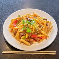 62. Vietnamese Filet Mignon Stir Fry Pasta With Special Tomato Sauce  · Nui Xao Bo Luc Lac