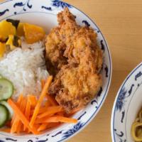 Bambino Rice Bowl · White rice, protein, seasonal veg, pickled cucumbers and pickled carrots.
