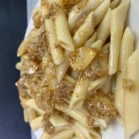 Pasta with Garlic and Oil · Served with homemade bread glazed with garlic oil and choice of pasta.