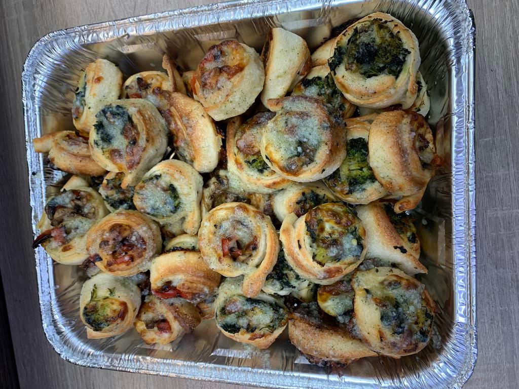 Catering Baby Pinwheels · Broccoli, spinach or pepper mushroom & onions.