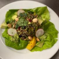 Quinoa Salad · avocado, cucumber, radish, currants, orange