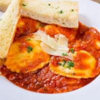 4 Cheese Blend Ravioli · Ravioli stuffed with ricotta, Parmesan, Asiago and Romano cheeses, topped with shaved Asiago...