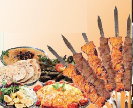 Shish Party Platter for 25 · All tenderloin meat (beef, lamb, and chicken). Includes rice, bread, mixed greens, grilled tomatoes, fresh onions, and lemons.