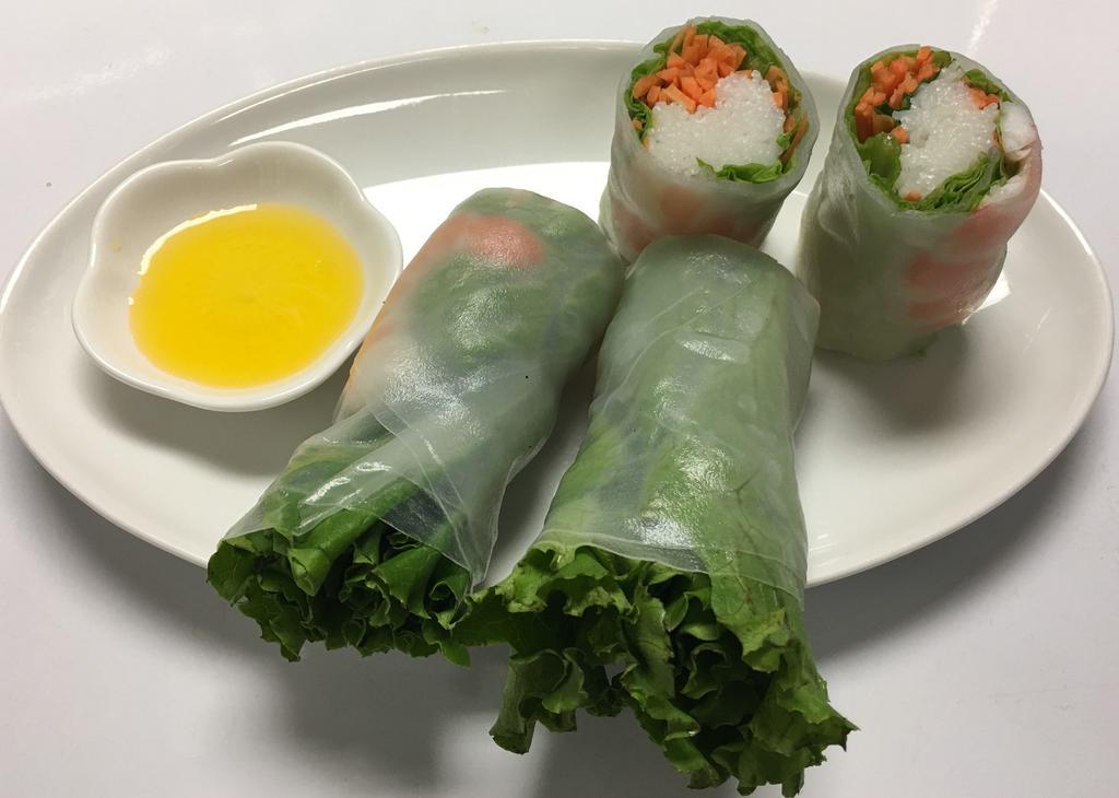 Spring Rolls · Shrimp or tofu, served with sweet chili sauce.