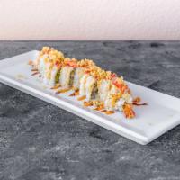 8 Piece Harrison Roll · Tempura shrimp, imitation crab salads,and avocado inside the roll, topped with imitation cra...