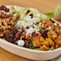 Country Bowl · farro and red quinoa, goat cheese, sweet potato, granny smith apples, dried cranberries, can...