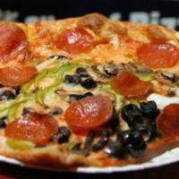 Special Pizza · Pepperoni, green peppers, mushrooms, onions and olives.