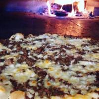 Cheesesteak Pizza · with or without tomato sauce.