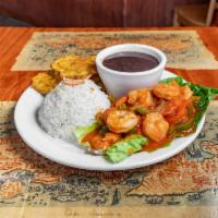 Enchilado de Camarones  · Enchilados. Shrimp stew in sauce with red and green peppers, onions in tomato sauce. 
