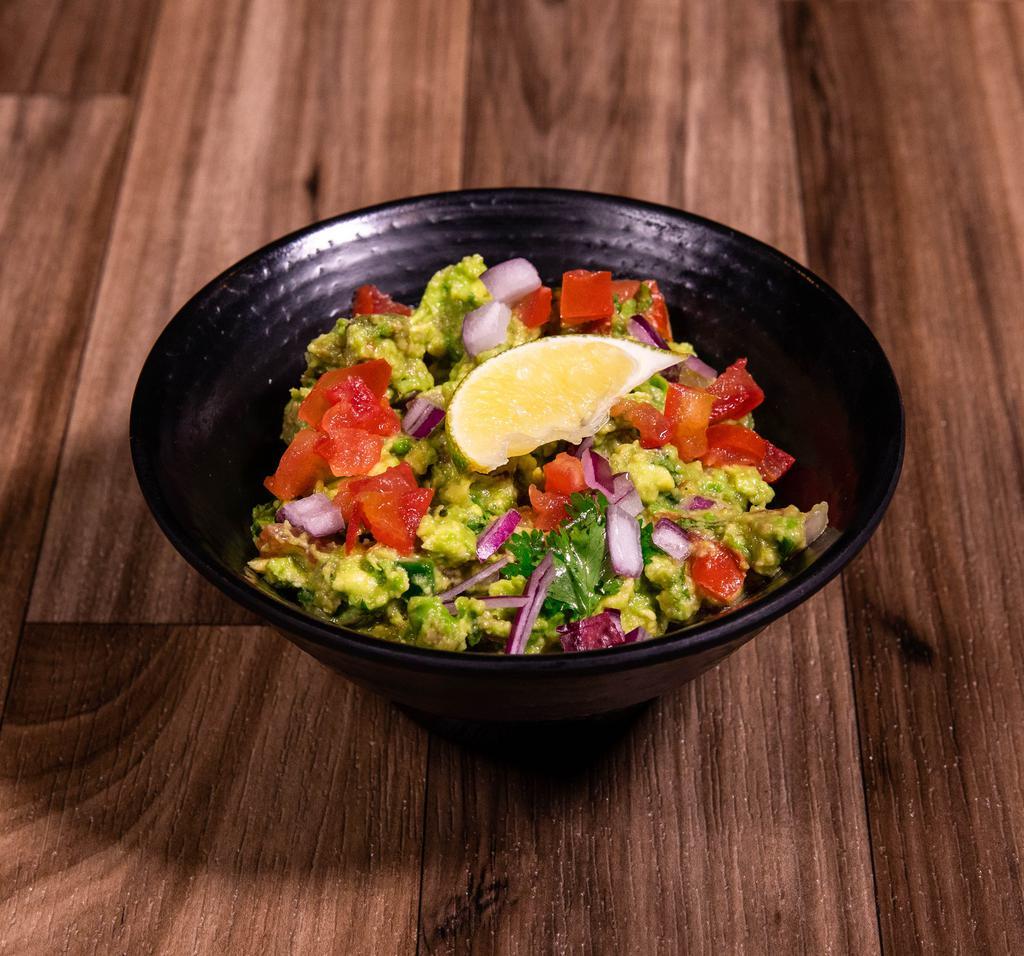 Guacamole Mexicano · Vine-fresh avocados, blended with your choice of the following ingredients: fresh lime juice, garlic salt, diced onions, jalapenos, cilantro and tomatoes.