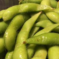 Edamame · Boiled green peas sprinkled with salt.