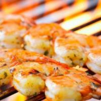 Grilled Shrimp Bowl · Fresh and light and grilled to perfection! Lightly glazed with soy marinade. Served with bro...
