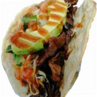 Beef Tacos Platter · Asian BBQ marinated beef served on a warm, 5-inch corn tortilla with avocado, pico de gallo,...