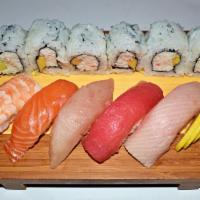 Sushi Beginner  · Nigiri chef's choice (5 pcs) and California roll.