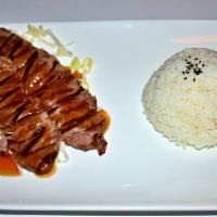 Beef Teriyaki (Plate) · Grilled rib eye steak.