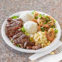 Steak and Shrimp Special · Come with 2 scoops rice and toss or macaroni salad.