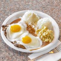 Regular Loco Moco · 2 scoops rice and 1 scoop macaroni or toss