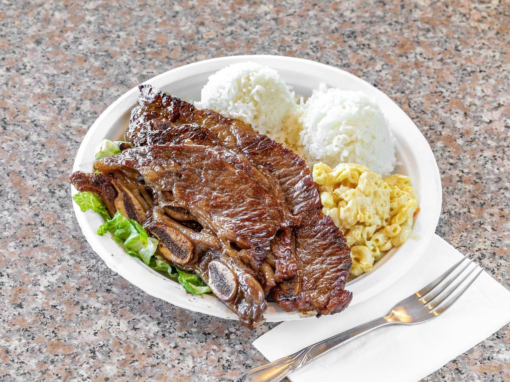 Regular BBQ Short Ribs Plate · 2 scoops rice and 1 scoop macaroni or toss.