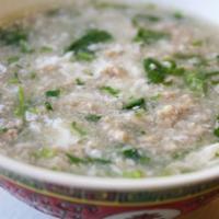 Minced Beef with Egg White Soup · Soup with beeaten eggs. 