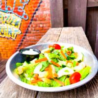 Plain Jane · Romaine and spinach, carrots, cucumber, croutons, tomatoes, choice of dressing.