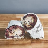Sweet Rice Roll · Seaweed wrapped warm organic purple rice filled with black sesame、crispy fried dough、grounde...
