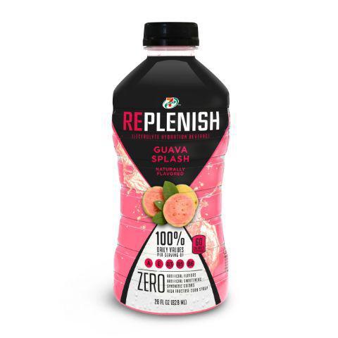 7-Select Replenish Guava Splash 28oz · 7-Select Replenish has 15 grams of sugar and 60 calories per serving or 150 calories per 28-ounce bottle.