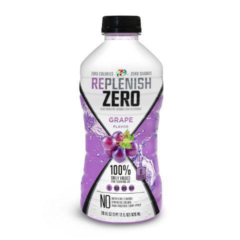 7-Select Replenish Zero Grape 28oz · 7-Select Replenish has 15 grams of sugar and 60 calories per serving or 150 calories per 28-ounce bottle.