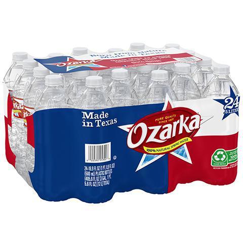 Ozarka 24 Pack · Everything is greater in Texas, including the water. 100% natural spring water from three springs found in Texas for a clean and crisp drink. .5L