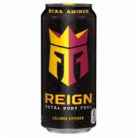 Reign Lilikoi Lychee 16oz · A tropical blend of passionfruit with hints of citrus and floral lychee flavors to get you t...