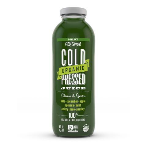 7-Select Organic Cold Pressed Clean and Green 14oz · 100% vegetable & fruit juice blend of kale, cucumber, apple, spinach, mint, celery, lime and parsley.