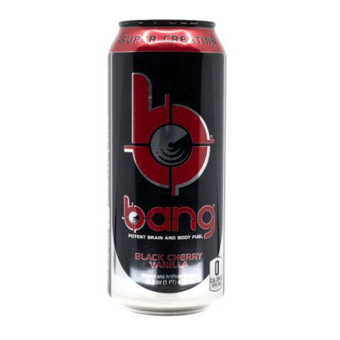 Bang Black Cherry Vanilla 16oz · Power up with Bang's potent brain & body-rocking fuel: Creatine, Caffeine, CoQ10 & BCAAs (Branched Chain Amino Acids.)