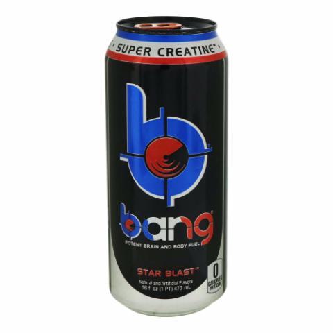 Bang Star Blast Energy Drink 16oz · Power up with Bang's potent brain & body-rocking fuel: Creatine, Caffeine, CoQ10 & BCAAs (Branched Chain Amino Acids.)