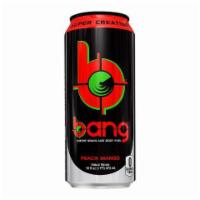 Bang Peach Mango 16oz · Power up with Bang's potent brain & body-rocking fuel: Creatine, Caffeine, CoQ10 & BCAAs (Br...