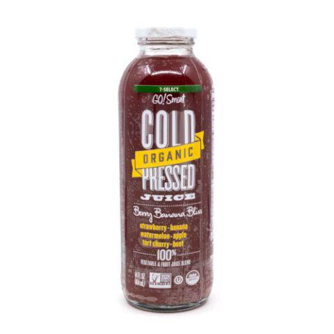 7-Select Organic Cold Pressed Berry Banana Bliss 14oz · 100% vegetable & fruit juice blend of kale, cucumber, blueberry, banana, spinach, mint, celery, lime and parsley.