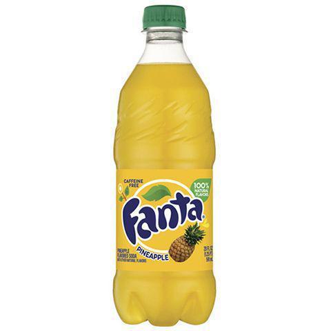 Fanta Pineapple 20oz · Enjoy the fresh taste of pineapple with this bright, bubbly and instantly refreshing drink. Fanta is made with 100% natural flavors and is caffeine free.