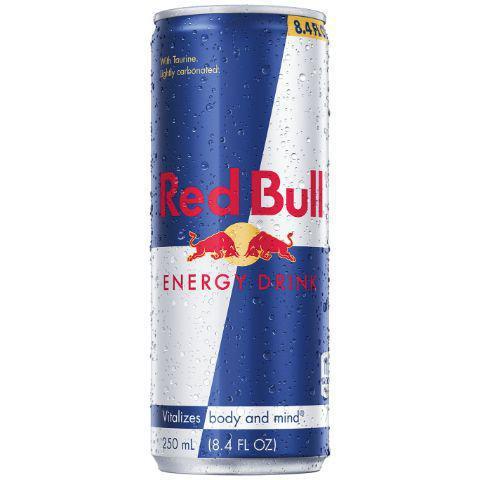 Red Bull 8.4oz · Energy drink containing highly quality ingredinets of Caffeine, Taurine, some B-group Vitamins, and Sugars.