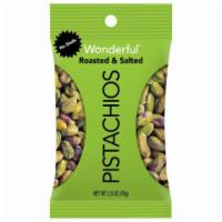 Wonderful Pistachios Shelled and Roasted 2.5oz · Roasted, salted, and shelled pistachios.