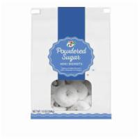 7-Select Mini Powdered Donut Bag 10oz · Mini yellow cake donuts dusted with powdered sugar.