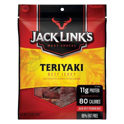 Jack Links Teriyaki Jerky 3.25oz · Savory beef jerky marinated in teriyaki sauce with tastes of onion, garlic, and soy.