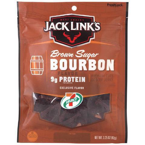 7-Select Jack Link's Brown Sugar Bourbon Beef Jerky 3.25oz · Savory meat with a sweet brown sugar and smokey bourbon taste.
