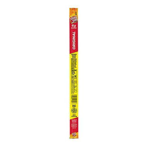 Slim Jim Giant Slim .97oz · Slim Jim meat sticks use a mix spicy beef, pork, and chicken for this savory snack.
