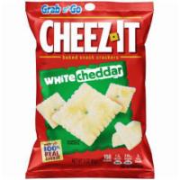 Cheez-It White Cheddar 3oz. · Perfecly salty crackers with the delicious taste of creamy white cheddar in every cripsy, cr...