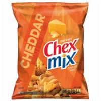 Chex Mix Cheddar 3.75oz · The best things in life are cheesy. Enjoy waves of cheddar cheese flavor and satisfying crun...