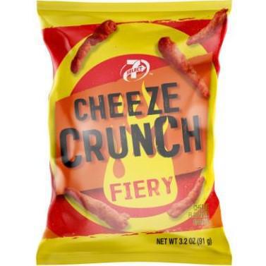 7-Select Cheeze Crunchies Fiery 3.2oz · Delicious, Crunchy, Cheesy & Hot
