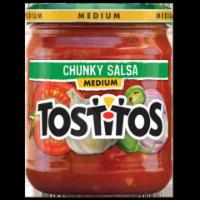 Tostitos Medium Salsa 15.5oz · Chunky salsa with fire roasted diced tomatoes, peppers, onions, and garlic powder packed wit...